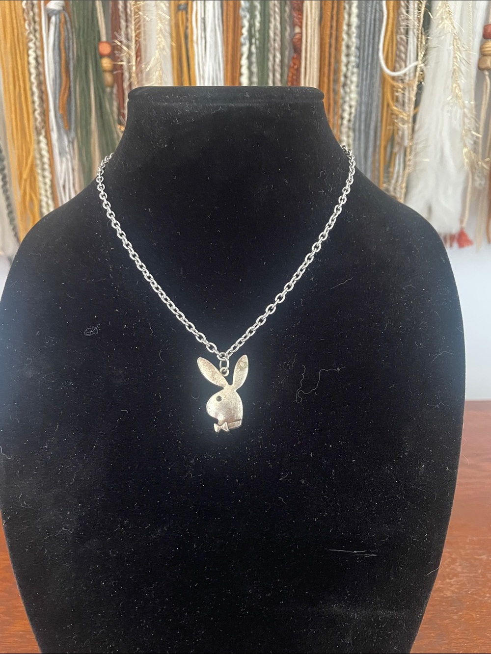 Silver Bunny Pendant Necklace - Playboy-Inspired Womens Necklace